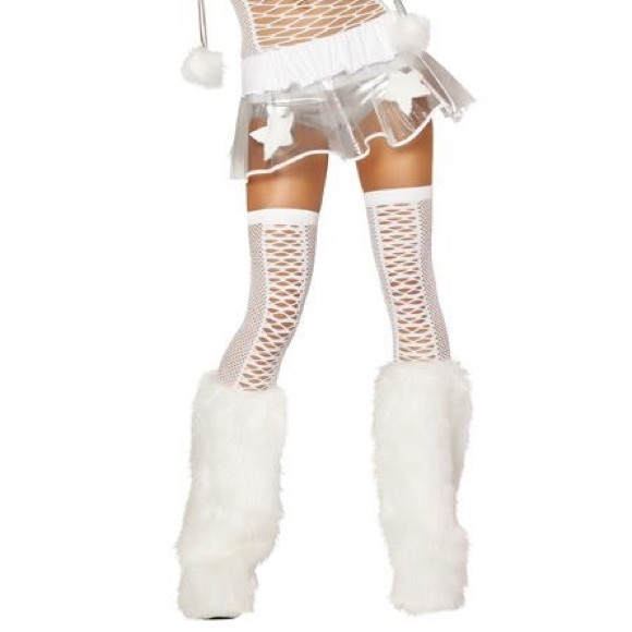 rave Accessories - Furry white Rave booties